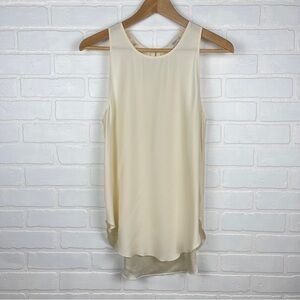 Aritzia Wilfred Cream 100% Silk Sleeveless Blouse hi low hem zipper back small